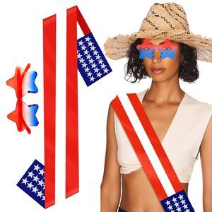 4637 Red White And Blue Decorations American Flag Sash And Star